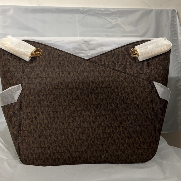 NWT - Michael Kors Jet Set Large Logo Shoulder Bag, Brown - Picture 6 of 12